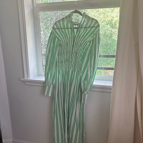 Ganni Green Striped Women's Dress Size 36 - Picture 4 of 5